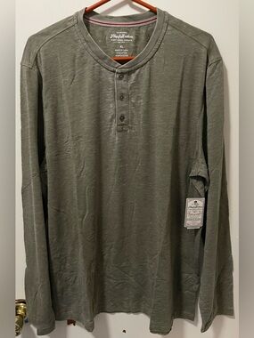 Flag & Anthem Men's Casual Long Sleeve Henley Shirt Extra Large XL Color Olive